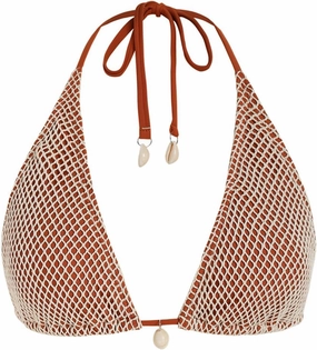 ZAFUL Women's Triangle Bikini Top Multiway Fishnet Tie Back Bandeau Halter String Bikini Swimsuit Bathing Suit