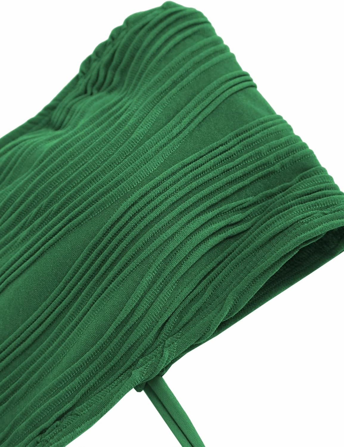 ZAFUL Women Strapless Textured Bandeau Bikini 2 Piece Swimwear Cheeky Solid Lace up Bathing Suits