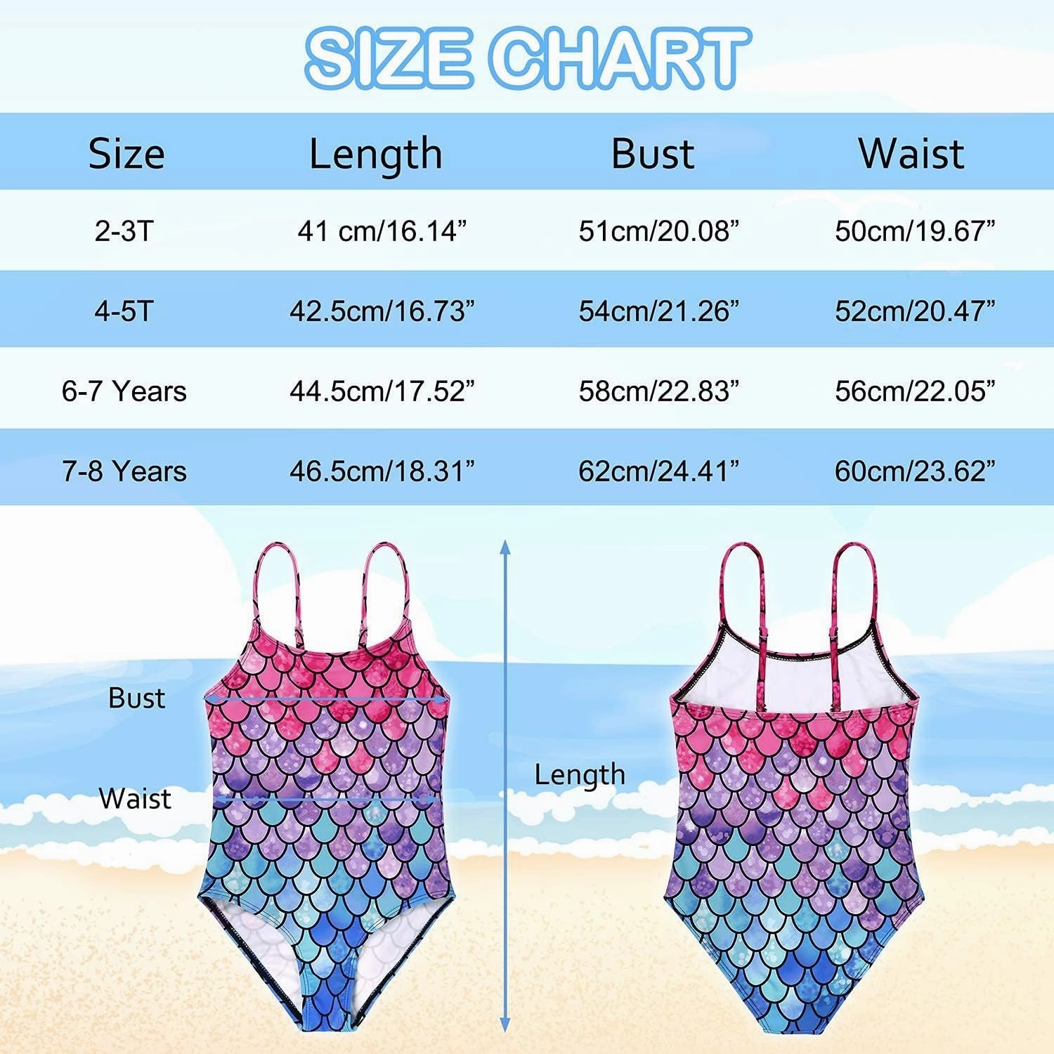 Zando Toddler One Piece Swimsuits Girls Beach Bathing Suit Kids Cute Swimwear Quick Dry 1-10 Years