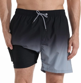 zeetoo Mens Swim Trunks with Compression Liner 5.5" Inseam Swim Shorts Quick Dry Shorts