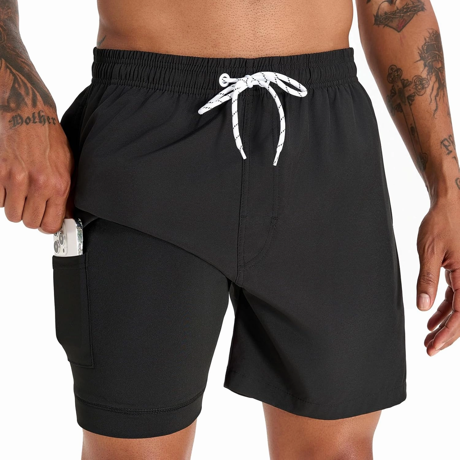 zeetoo Mens Swim Trunks with Compression Liner 5.5" Inseam Swim Shorts Quick Dry Shorts