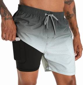 zeetoo Mens Swim Trunks with Compression Liner 5.5" Inseam Swim Shorts Quick Dry Shorts
