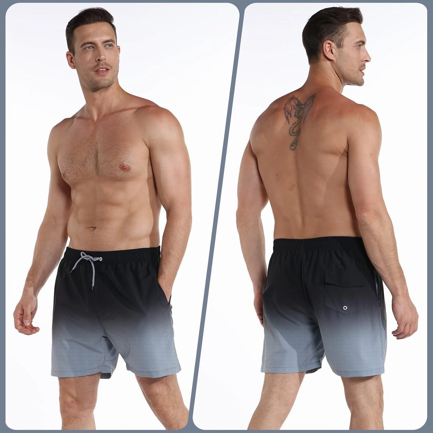zeetoo Mens Swim Trunks with Compression Liner 5.5" Inseam Swim Shorts Quick Dry Shorts