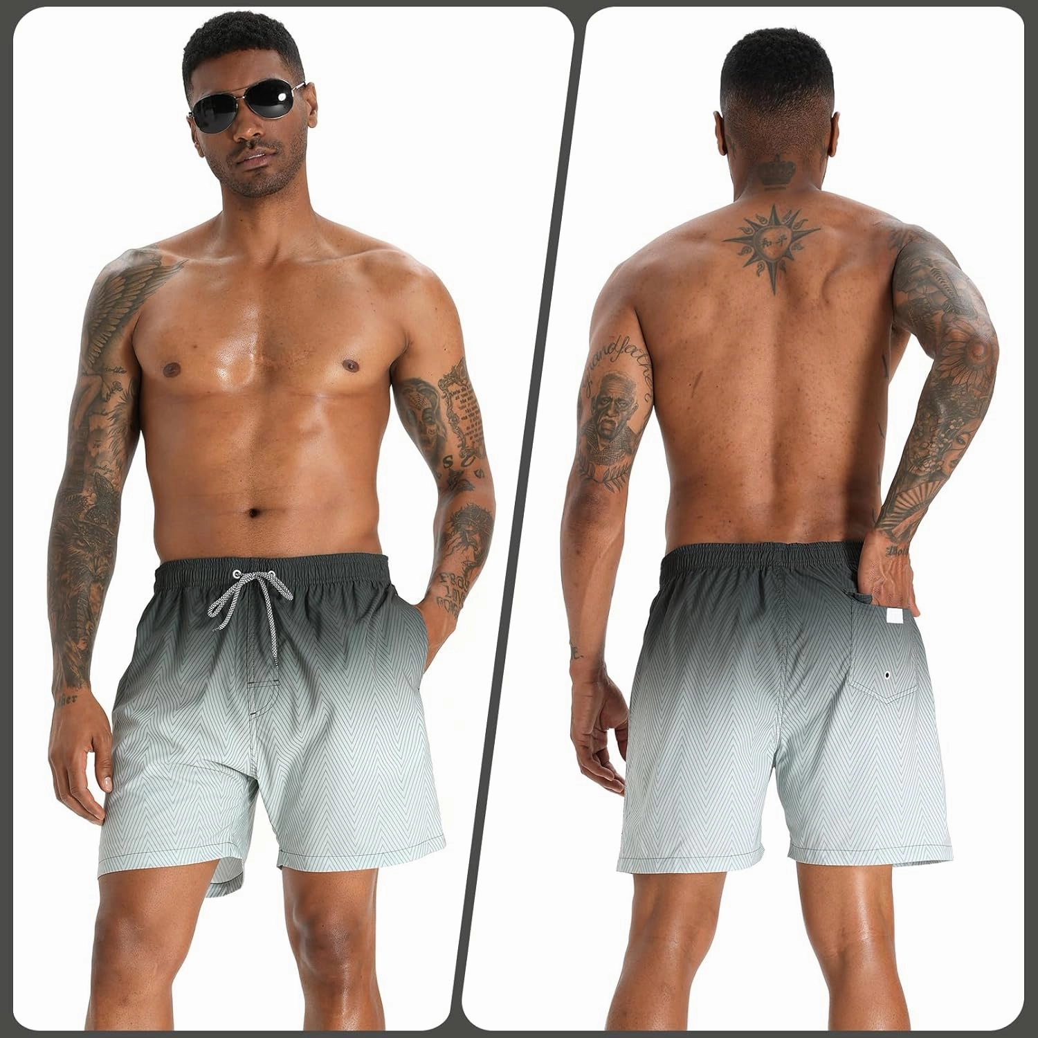 zeetoo Mens Swim Trunks with Compression Liner 5.5" Inseam Swim Shorts Quick Dry Shorts
